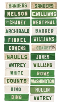 Lot of (24) Boston Celtics Warm-Up Jacket Nameplates
